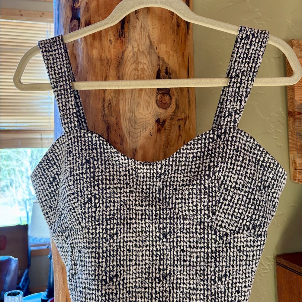 Anthropologie eri + ali Textured Tweed Bustier Crop Tank Top
